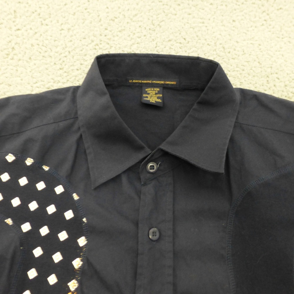 Marithe Francois Girbaud Shirt Mens 2XL Navy Blue Graphic Button Up - Picture 3 of 8